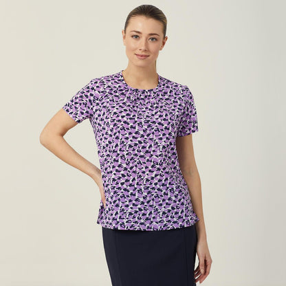 Antibacterial Petal Print Short Sleeve Top