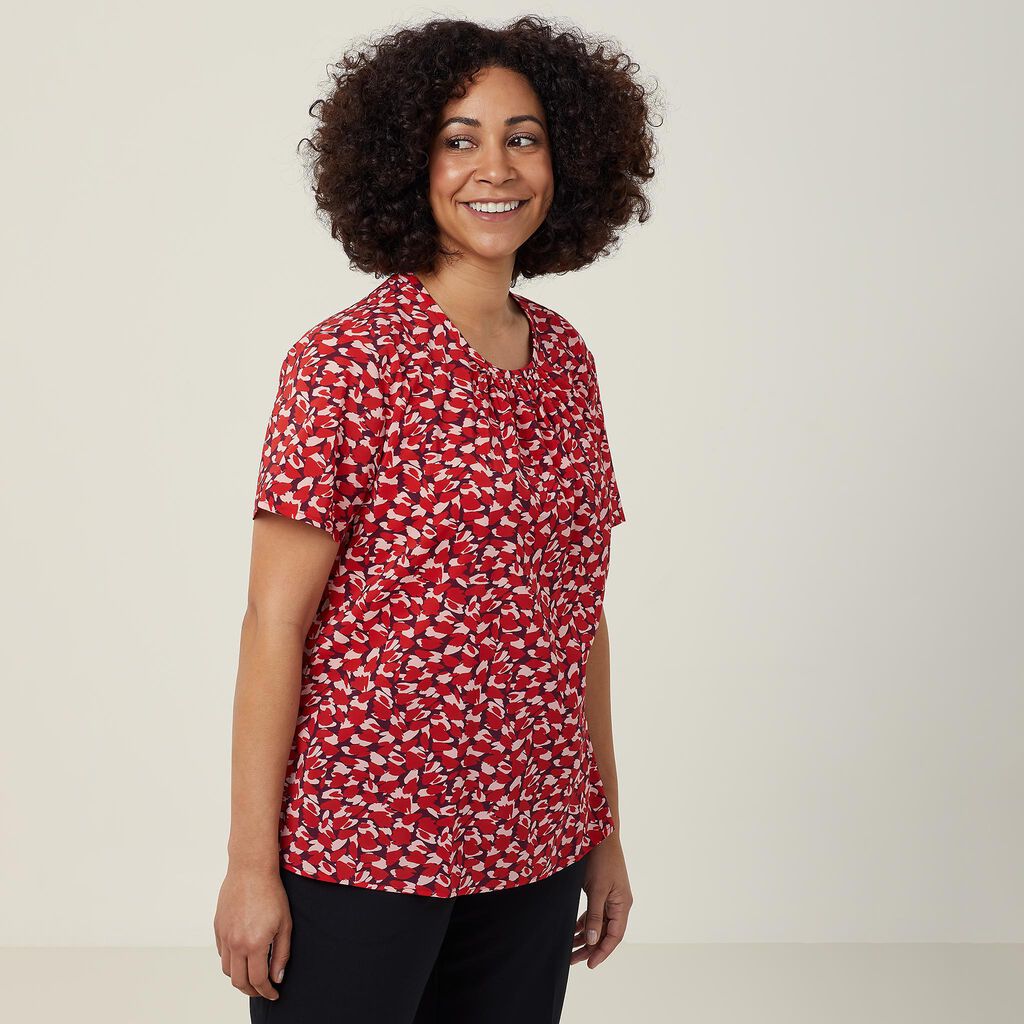 Antibacterial Petal Print Short Sleeve Top