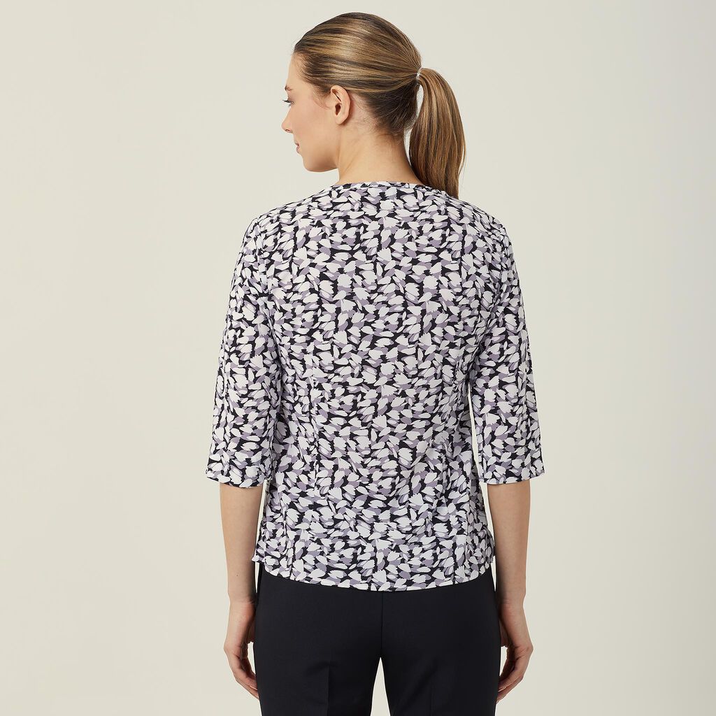 Antibacterial Petal Print 3/4 Sleeve Top