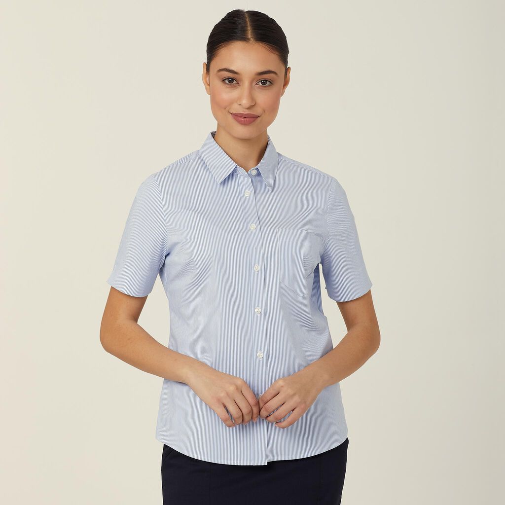 Avignon Fine Block Stripe Stretch Short Sleeve Shirt