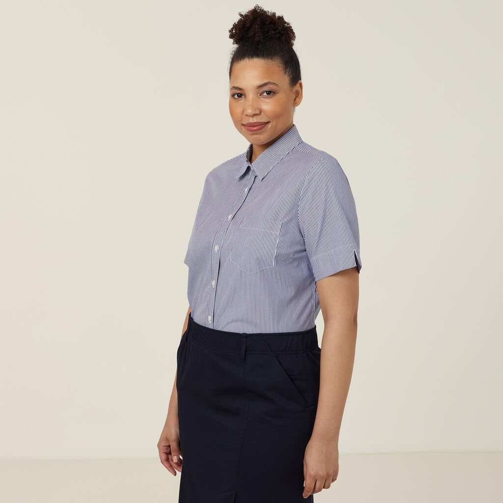 Avignon Fine Block Stripe Stretch Short Sleeve Shirt