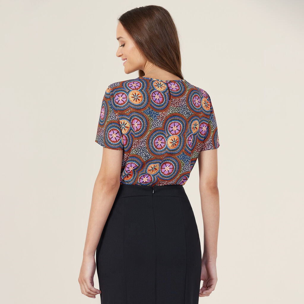 Polyester Print Bush Tucker Indigenous Blouse