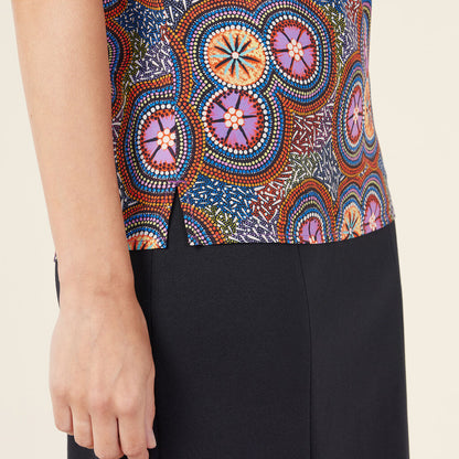 Polyester Print Bush Tucker Indigenous Blouse