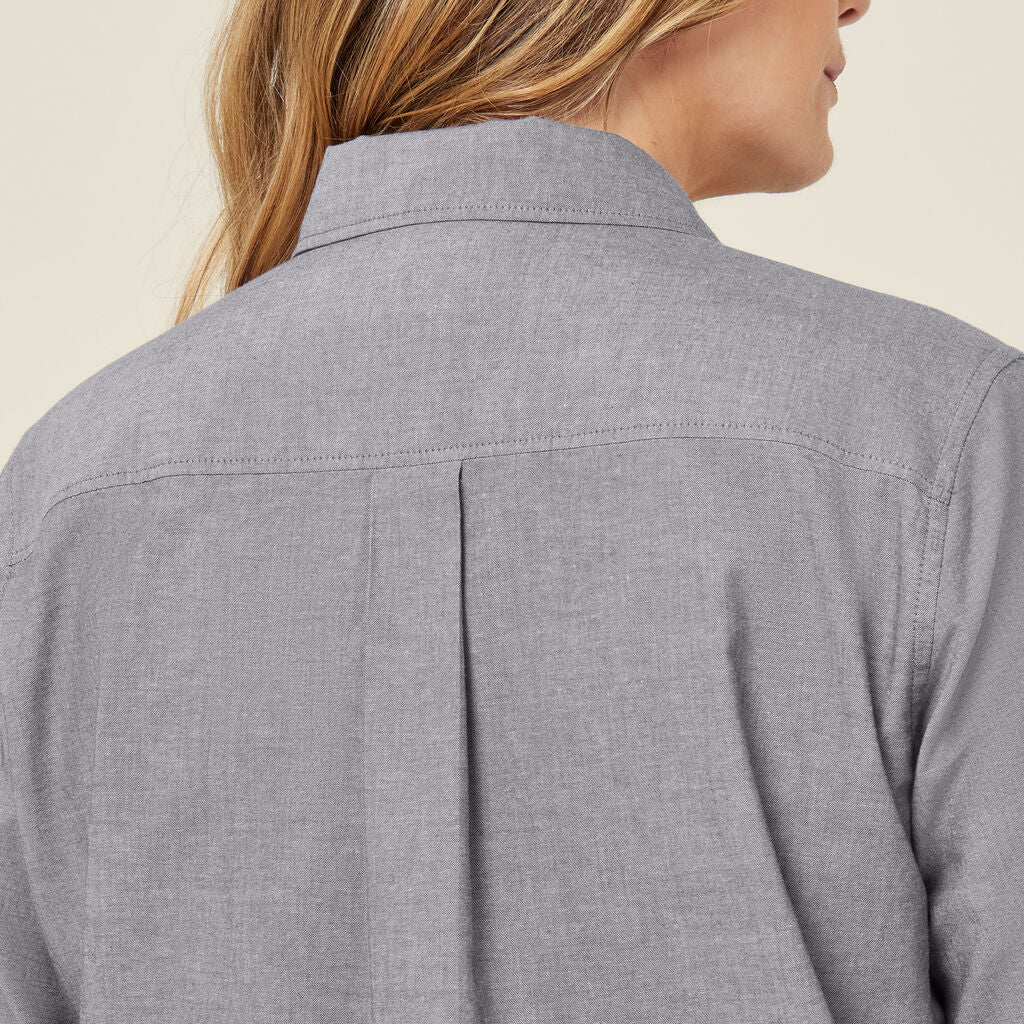 Cotton Chambray Long Sleeve Relaxed Shirt