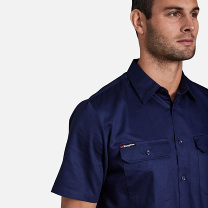 ORIGINALS SHORT SLEEVE OPEN FRONT COTTON DRILL WORK SHIRT