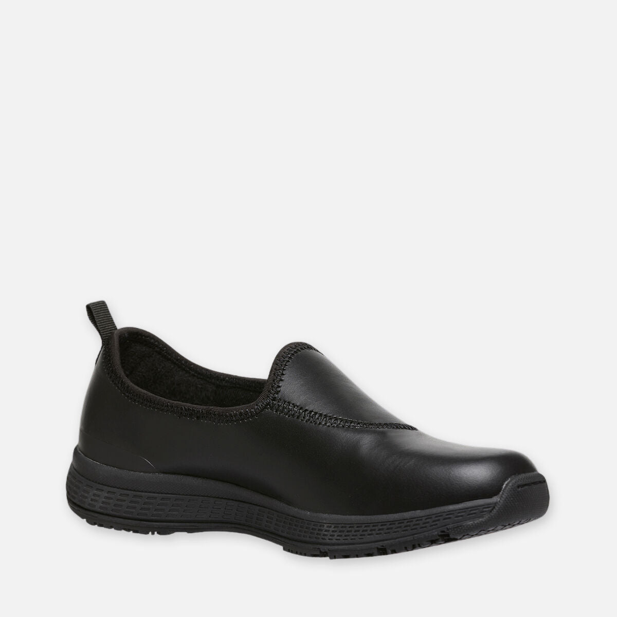 WOMEN'S SUPERLITE LEATHER SLIP-ON WORK SHOES -BLACK
