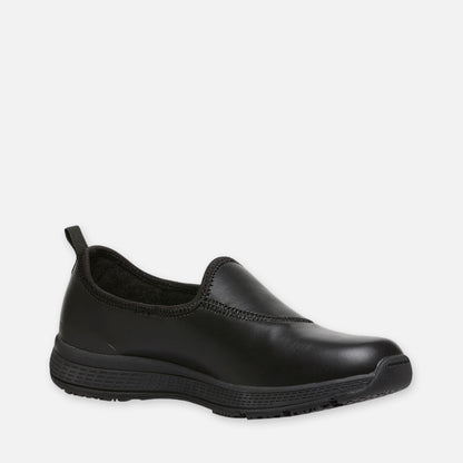 WOMEN'S SUPERLITE LEATHER SLIP-ON WORK SHOES -BLACK