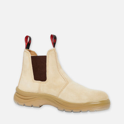 Flinders Suede Steel Cap Gusset Work Boots - Sand