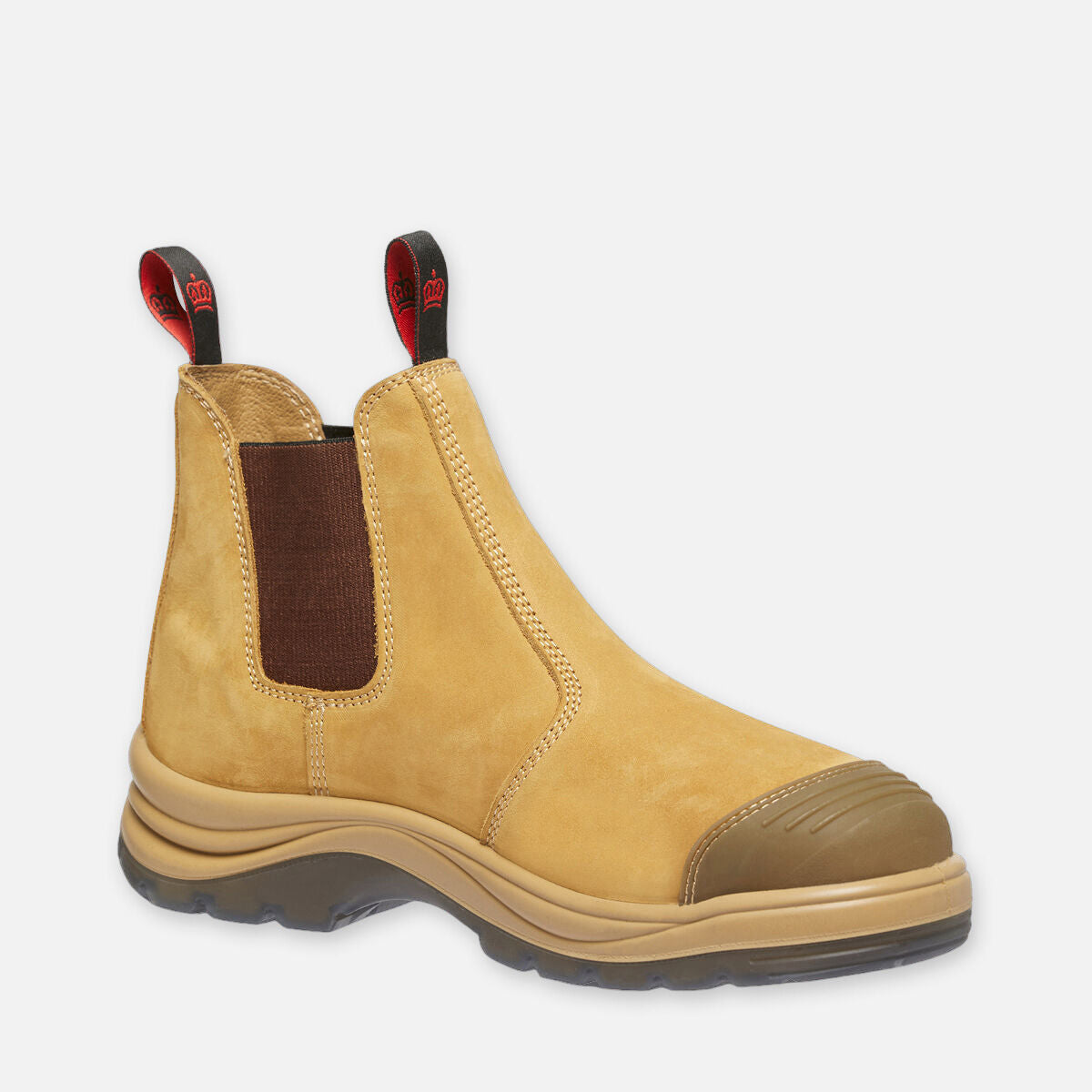 TRADIE GUSSET STEEL CAP SAFETY BOOTS WITH SCUFF CAP - WHEAT