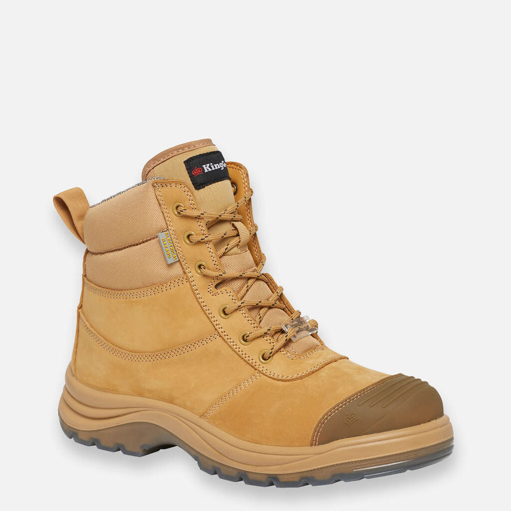 Tradie Zip/Lace Composite Safety Work Boots 6" - Wheat