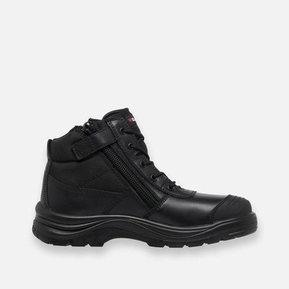 Tradie Zip/Lace Steel Cap Safety Work Boots 5" - Black