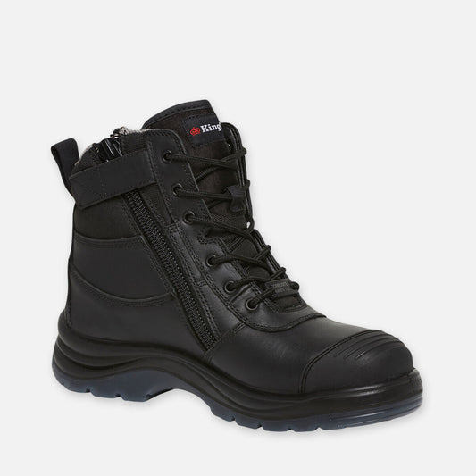 TRADIE ZIP/LACE COMPOSITE SAFETY WORK BOOTS 6" - BLACK