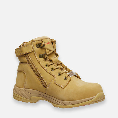 Women's Tradie Hybrid Zip/Lace Composite Cap Work Boots 6" - Wheat