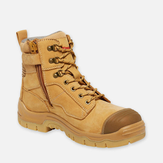 Phoenix Zip/Lace Safety Work Boots With Scuff Cap - Wheat