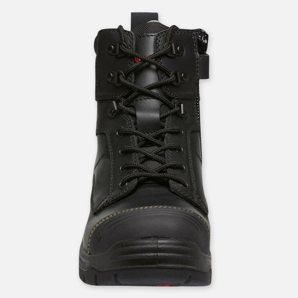 Phoenix Zip/Lace Safety Work Boots With Scuff Cap - Black