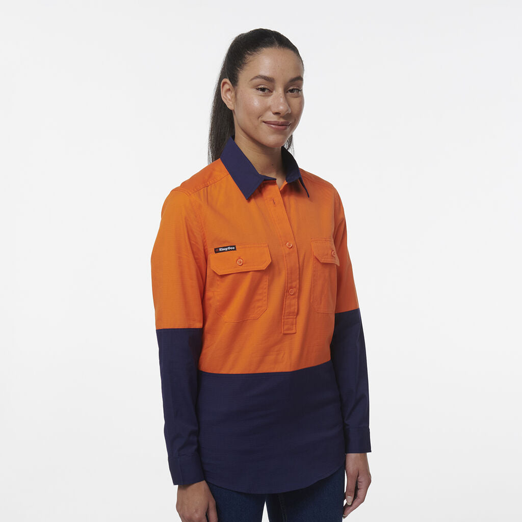 Womens Workcool Vented Closed Front Spliced Shirt