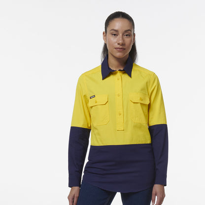 Womens Workcool Vented Closed Front Spliced Shirt