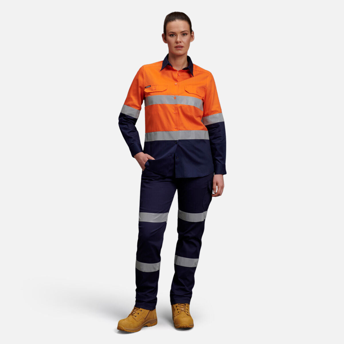 WOMEN'S HI-VIS REFLECTIVE LONG SLEEVE WORK SHIRT