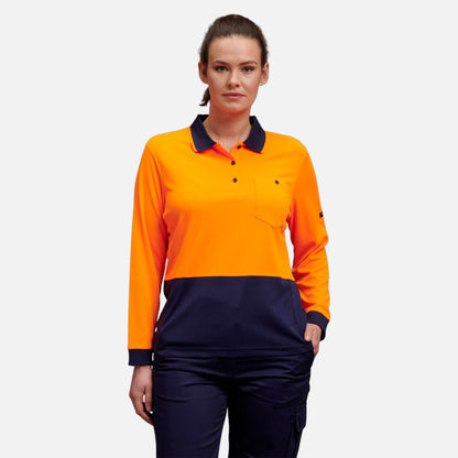 WOMEN'S WORKCOOL HYPERFREEZE HI-VIS LONG SLEEVE POLO SHIRT