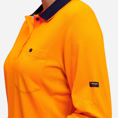 WOMEN'S WORKCOOL HYPERFREEZE HI-VIS LONG SLEEVE POLO SHIRT