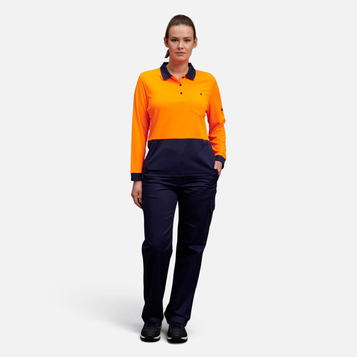 WOMEN'S WORKCOOL HYPERFREEZE HI-VIS LONG SLEEVE POLO SHIRT