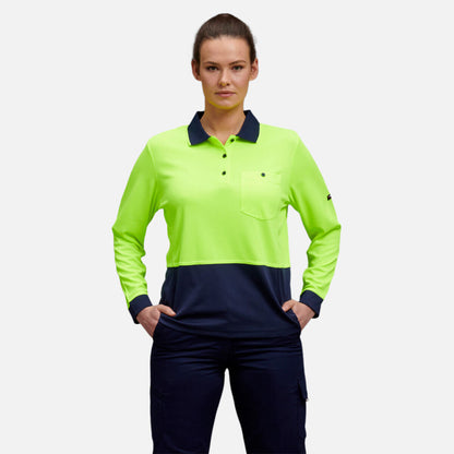 WOMEN'S WORKCOOL HYPERFREEZE HI-VIS LONG SLEEVE POLO SHIRT