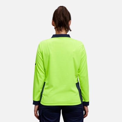 WOMEN'S WORKCOOL HYPERFREEZE HI-VIS LONG SLEEVE POLO SHIRT