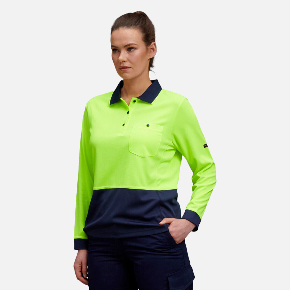 WOMEN'S WORKCOOL HYPERFREEZE HI-VIS LONG SLEEVE POLO SHIRT