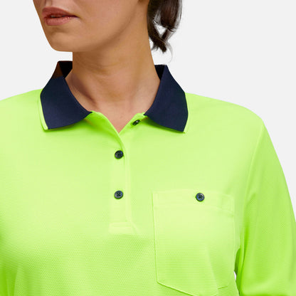 WOMEN'S WORKCOOL HYPERFREEZE HI-VIS LONG SLEEVE POLO SHIRT