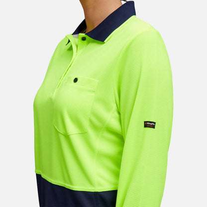 WOMEN'S WORKCOOL HYPERFREEZE HI-VIS LONG SLEEVE POLO SHIRT