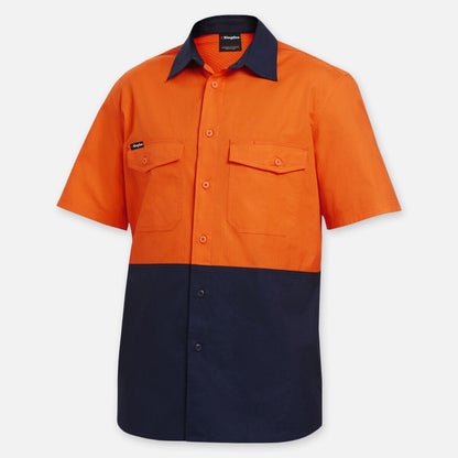 Workcool 2 Hi-Vis Two Tone Short Sleeve Drill Work Shirt