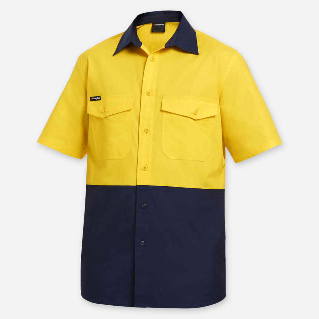 Workcool 2 Hi-Vis Two Tone Short Sleeve Drill Work Shirt