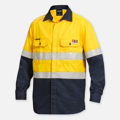 SHIELDTEC LENZING FR HI-VIS SPLICED OPEN FRONT TAPED SHIRT