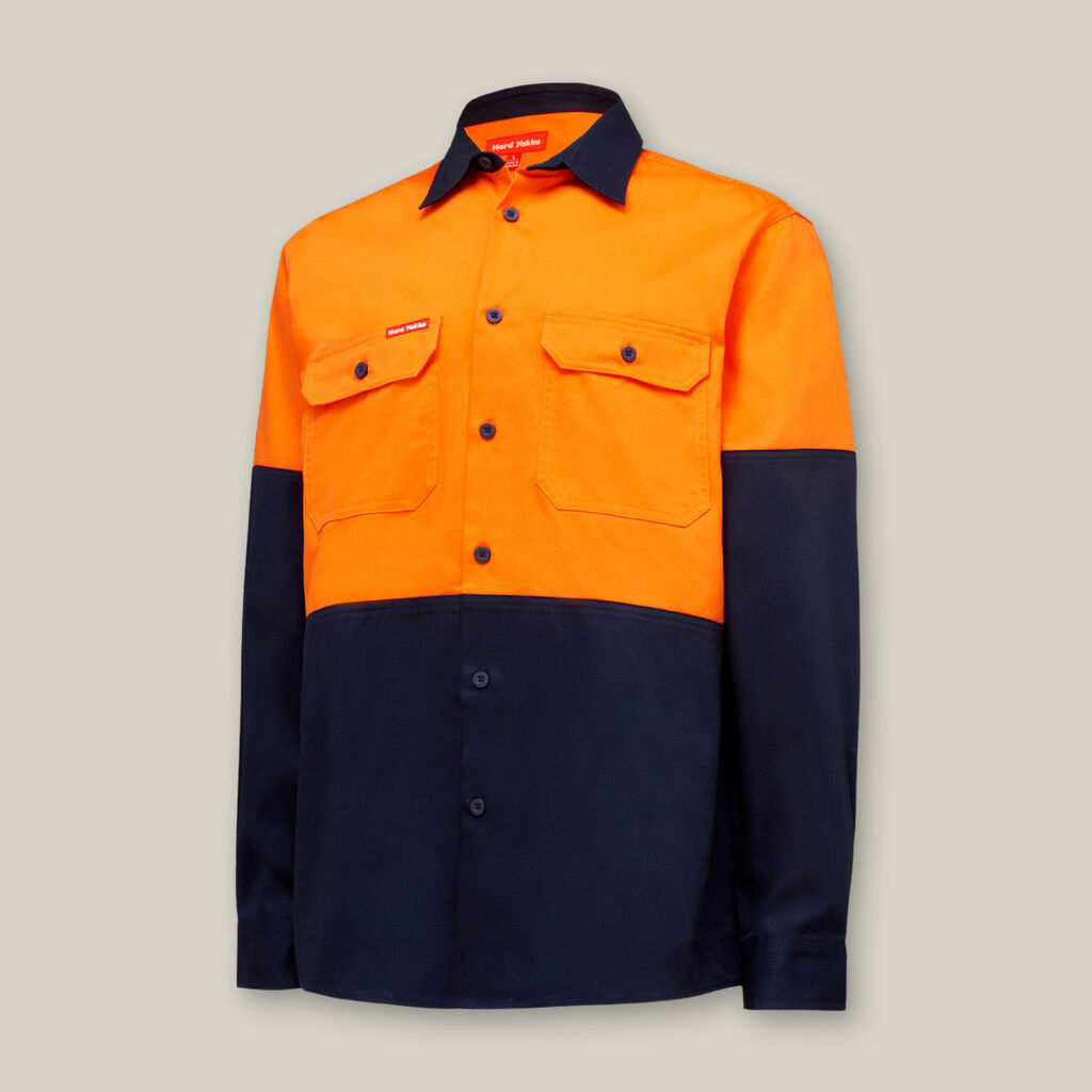 Core Hi-Vis Long Sleeve Heavyweight Cotton Drill Shirt