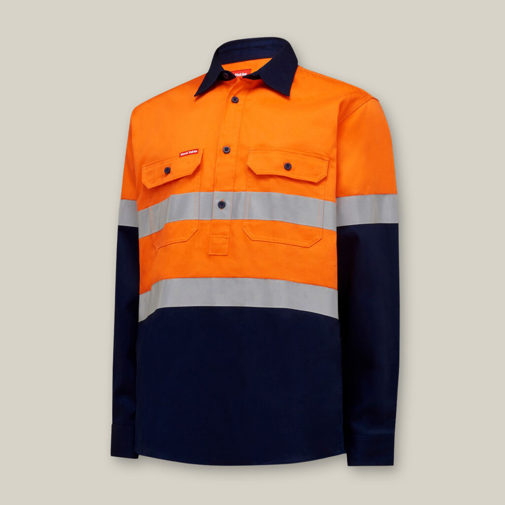 Core Hi-Vis Long Sleeve Heavyweight Closed Front Taped Shirt