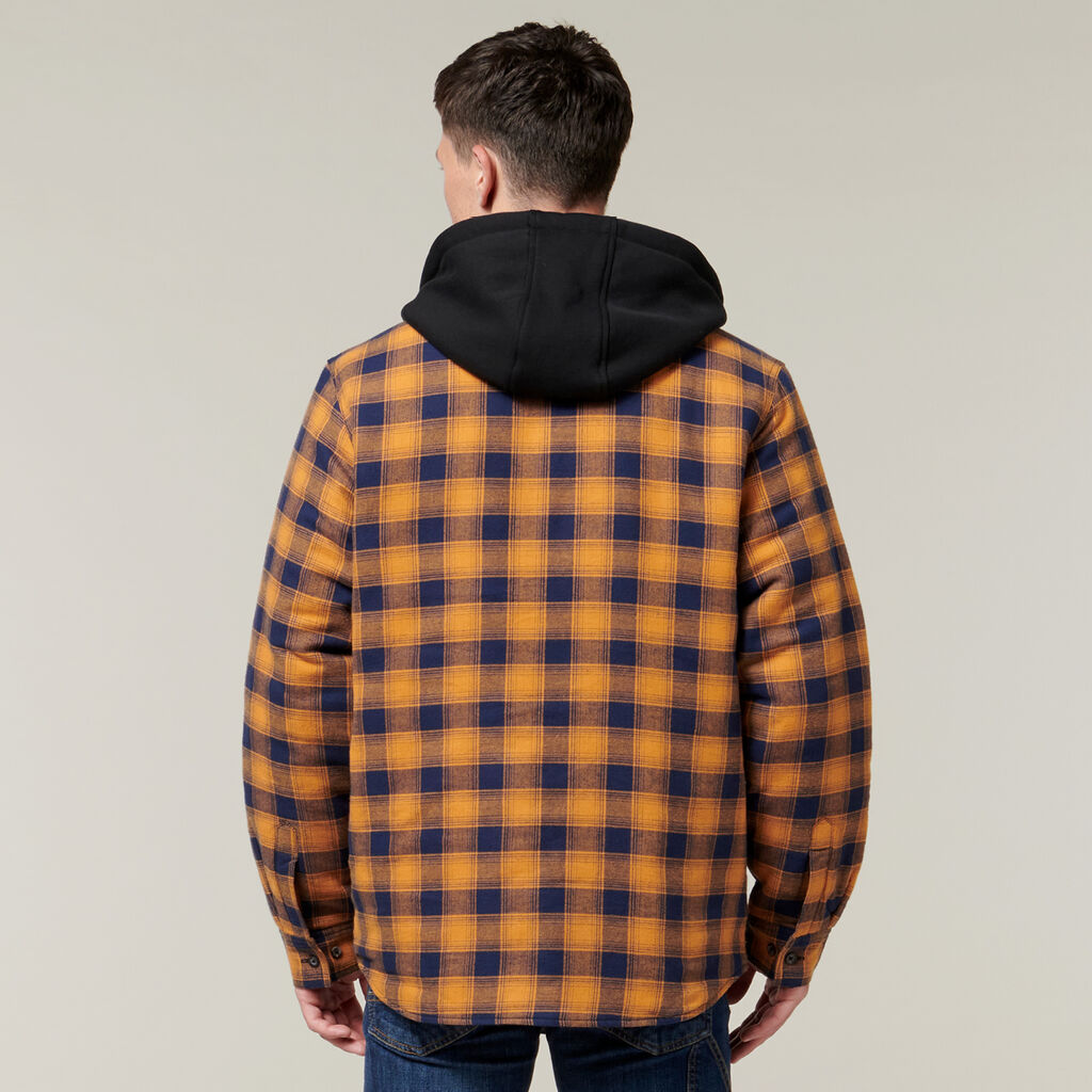QUILTED FLANNEL HOODED SHACKET