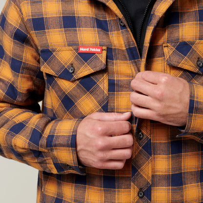 QUILTED FLANNEL HOODED SHACKET