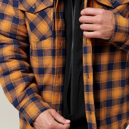QUILTED FLANNEL HOODED SHACKET