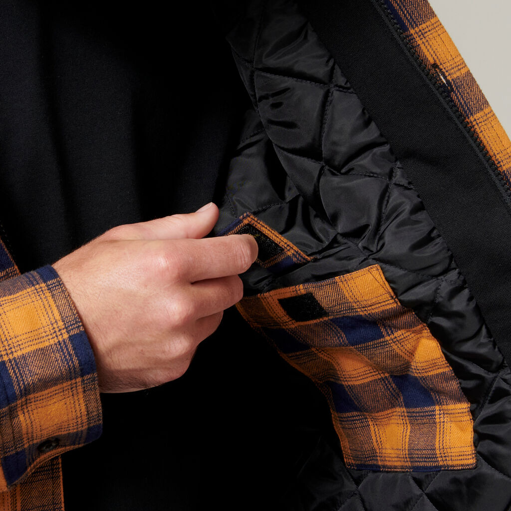 QUILTED FLANNEL HOODED SHACKET