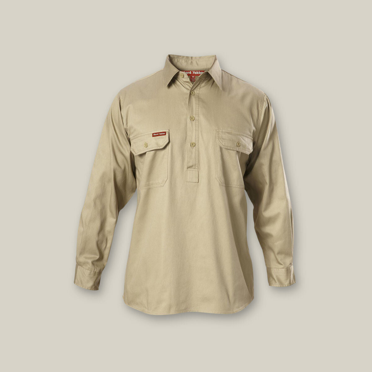 Long Sleeve Closed Front Cotton Drill Work Shirt