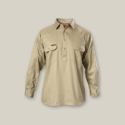 Long Sleeve Closed Front Cotton Drill Work Shirt