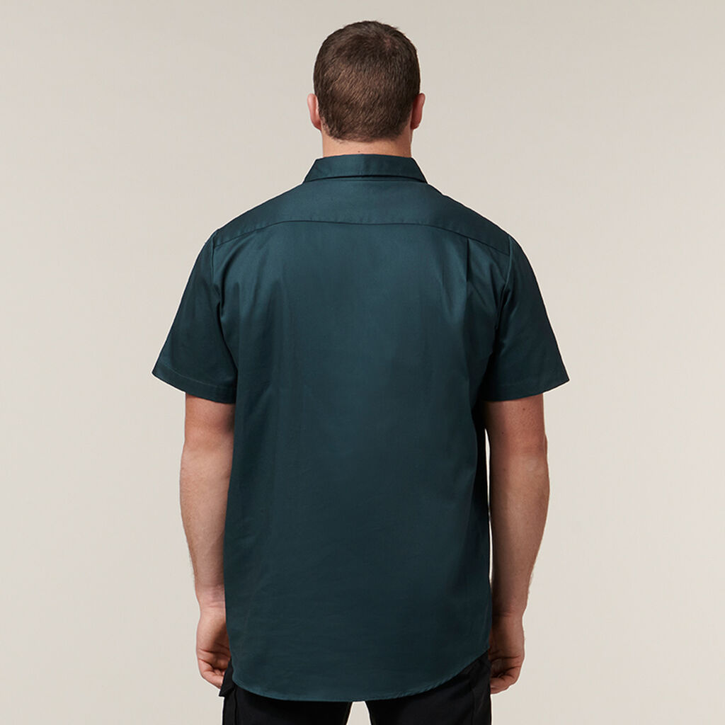 Short Sleeve Closed Front Cotton Drill Work Shirt