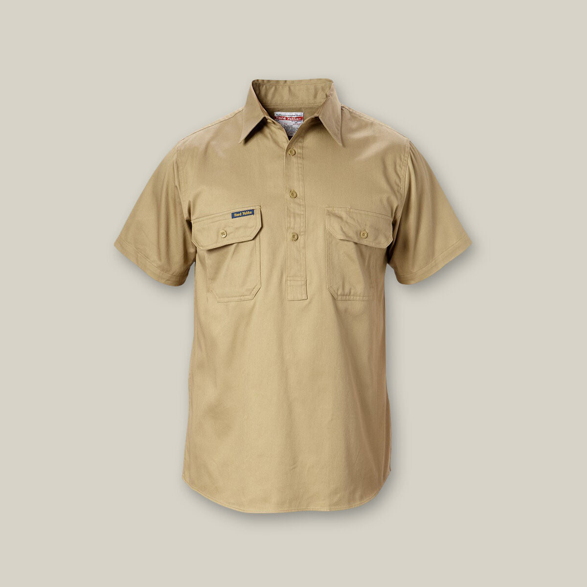 Short Sleeve Closed Front Cotton Drill Work Shirt