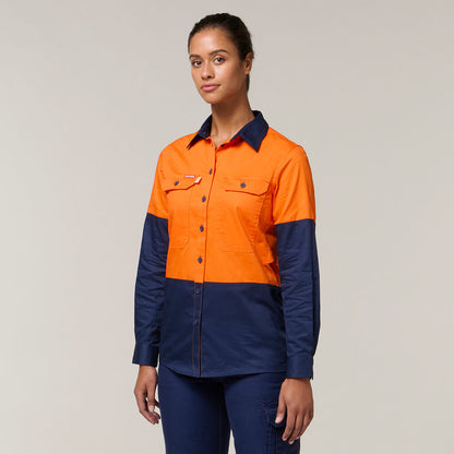 WOMEN'S KOOLGEAR 2 TONE HI-VIS VENTED LONG SLEEVE SHIRT