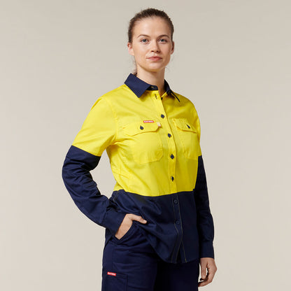 WOMEN'S KOOLGEAR 2 TONE HI-VIS VENTED LONG SLEEVE SHIRT