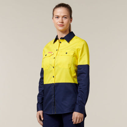 WOMEN'S KOOLGEAR 2 TONE HI-VIS VENTED LONG SLEEVE SHIRT