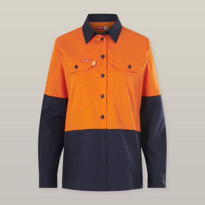 Womens Long Sleeve Hi Vis 2 Tone Vented Shirt