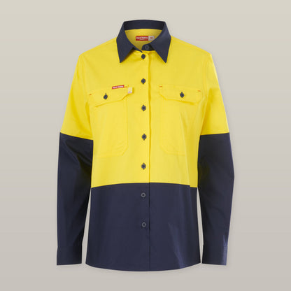 Womens Long Sleeve Hi Vis 2 Tone Vented Shirt