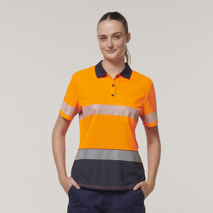 Womens Short Sleeve Hi Vis Taped Polo