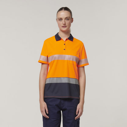 Womens Short Sleeve Hi Vis Taped Polo